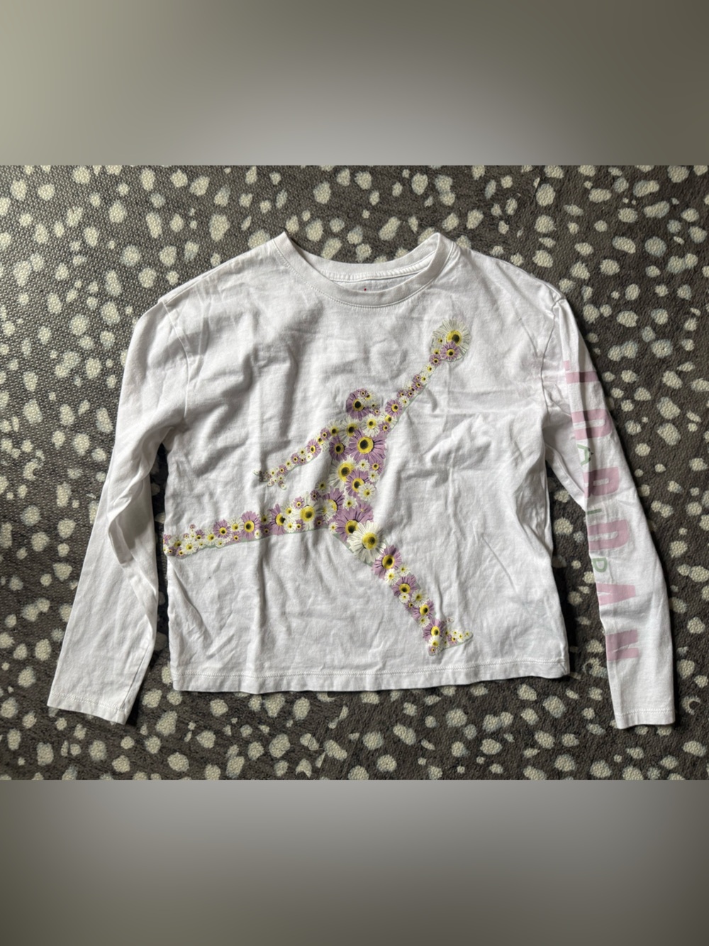 Jordan Floral Jumping Silhouette Long Sleeve Tee - Size Large (12-13)